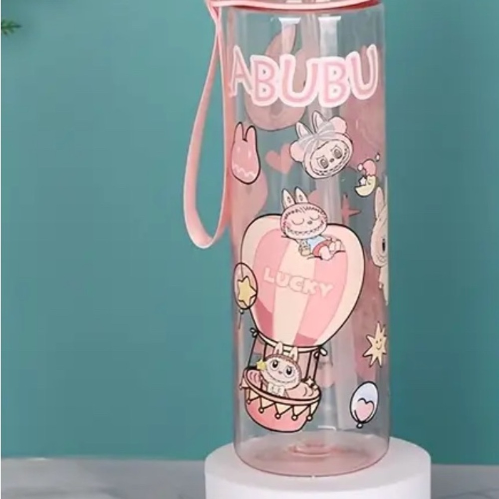 Pink Kids Water Bottle with labubu design - Picture 2 of 2